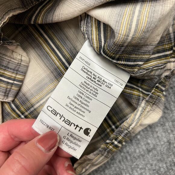 Carhartt Shirt Men's Large Multicolor Plaid 100% Cotton Relaxed Fit Button-Down - Picture 7 of 10